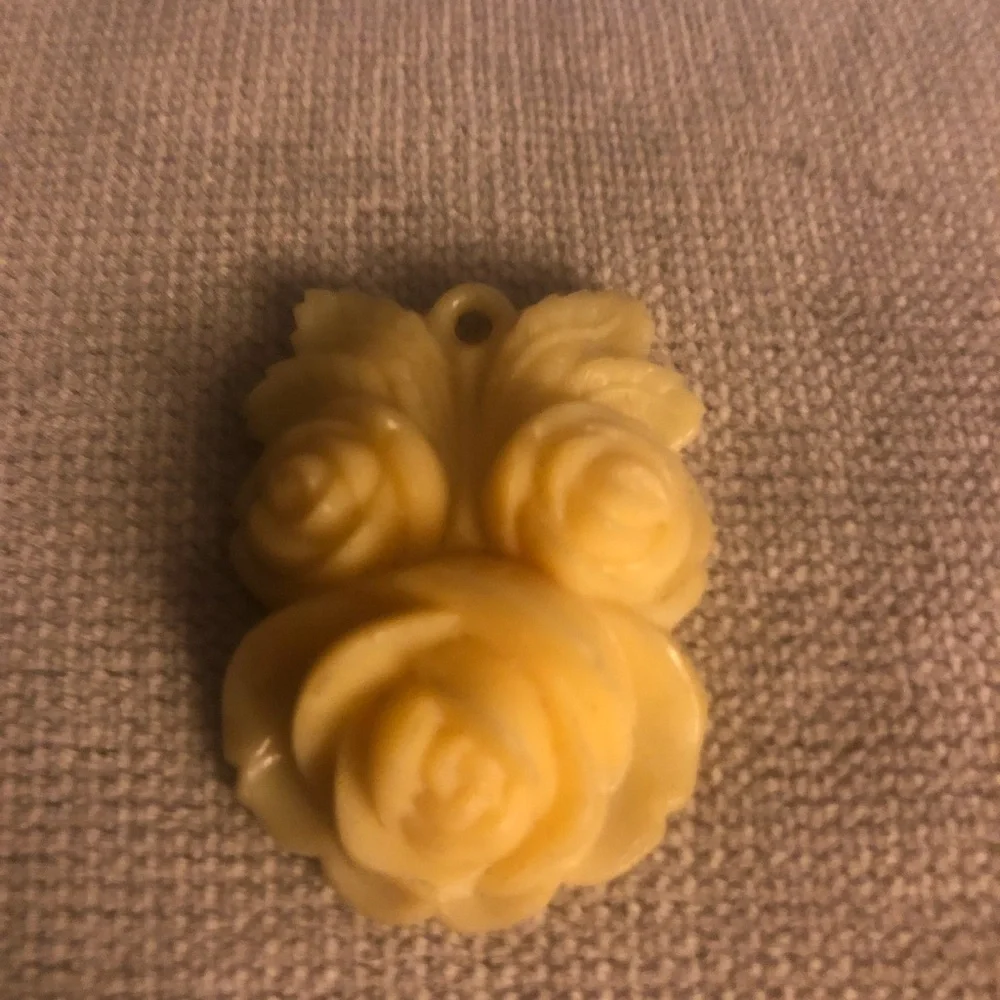 Vintage Yellow Floral Celluloid Pendant - $20 or $15 w/offer